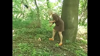 Mature well-padded blonde Sharone Lane seduced young guy in the forrest